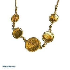 ZAD wire wrap textured necklace‎ gold tone glitchy glam